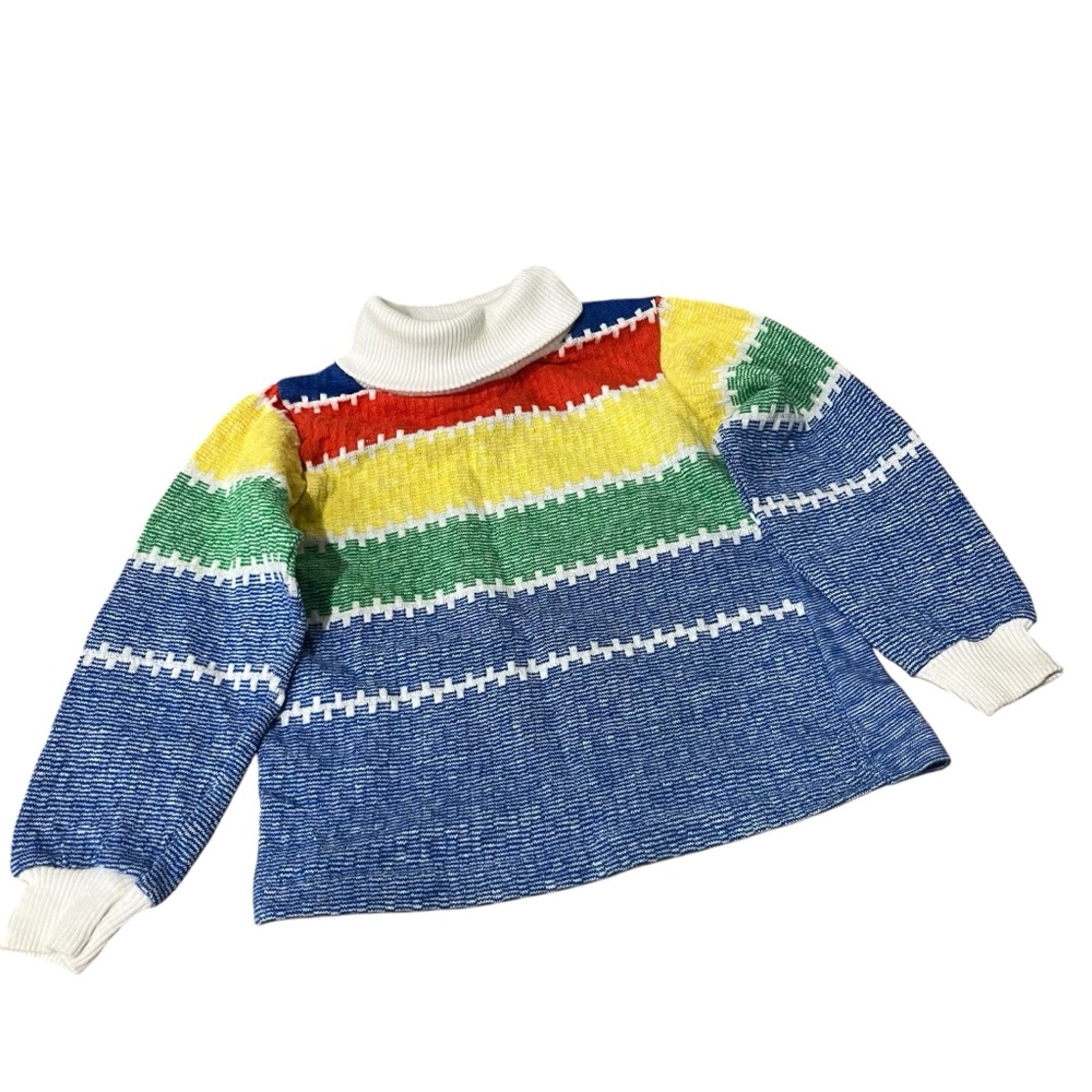 Vintage Carters Turtleneck size‎ 3T Striped Colorful USA Football Lines Blue 80s
